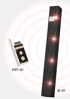 ＨＯＰ！ポータブルレーシングタイマーは、２個の赤外線発光装置（ＩＥ−０１）と、ポータブルレーシングタイマー（ＰＲＴ−０１：以下タイマーと称する）によって構成されます。